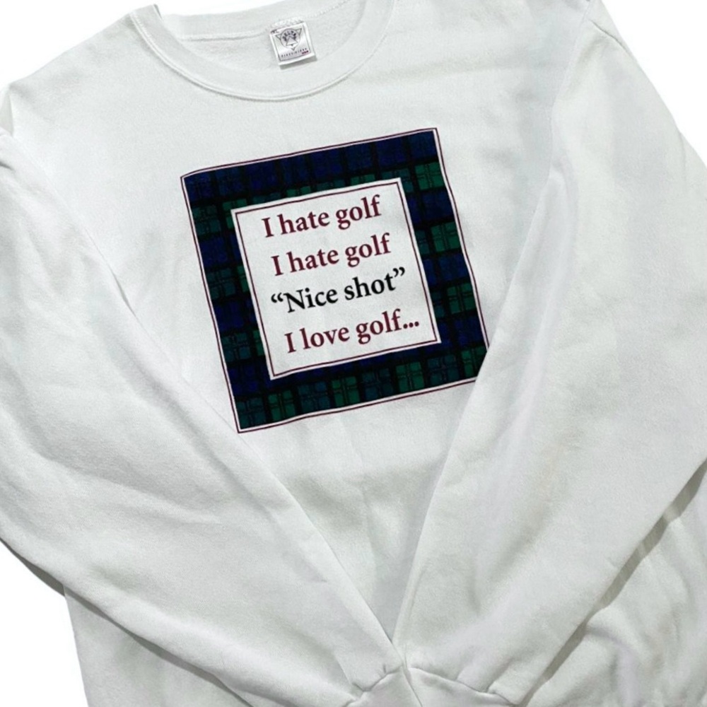 Vintage 90’s Crewneck Sweatshirt Golf Lover Novelty White XL Retro Fathers Day